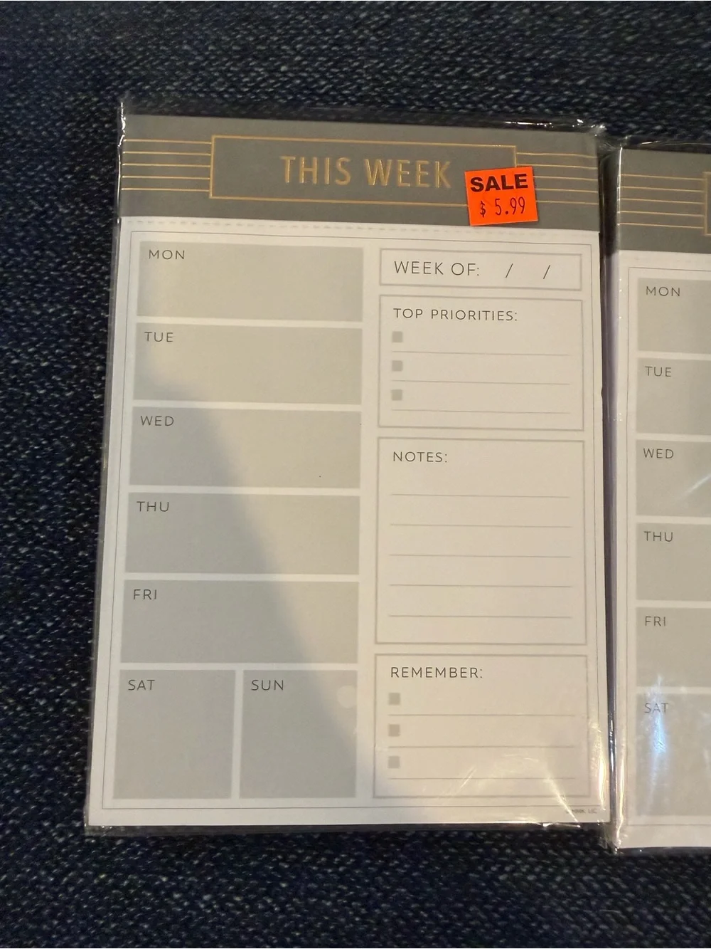 This Week Desk Weekly Planner Notepad - Gray 3 Pack